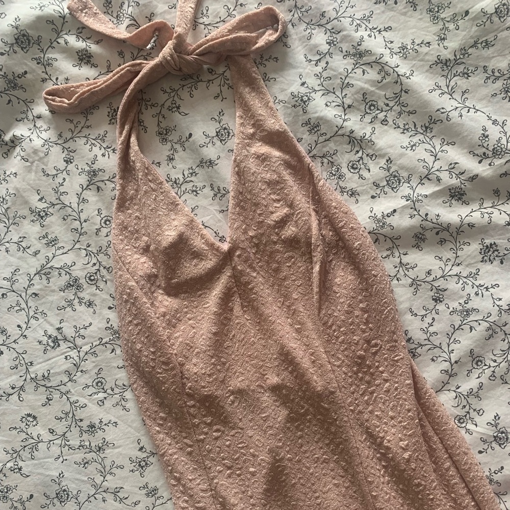 💖BNWT Halter Pink Glitter Gown/Prom Dress